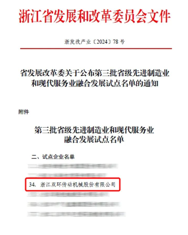 常州第三批省级先进制造业和现代服务业融合发展试点---双环传动